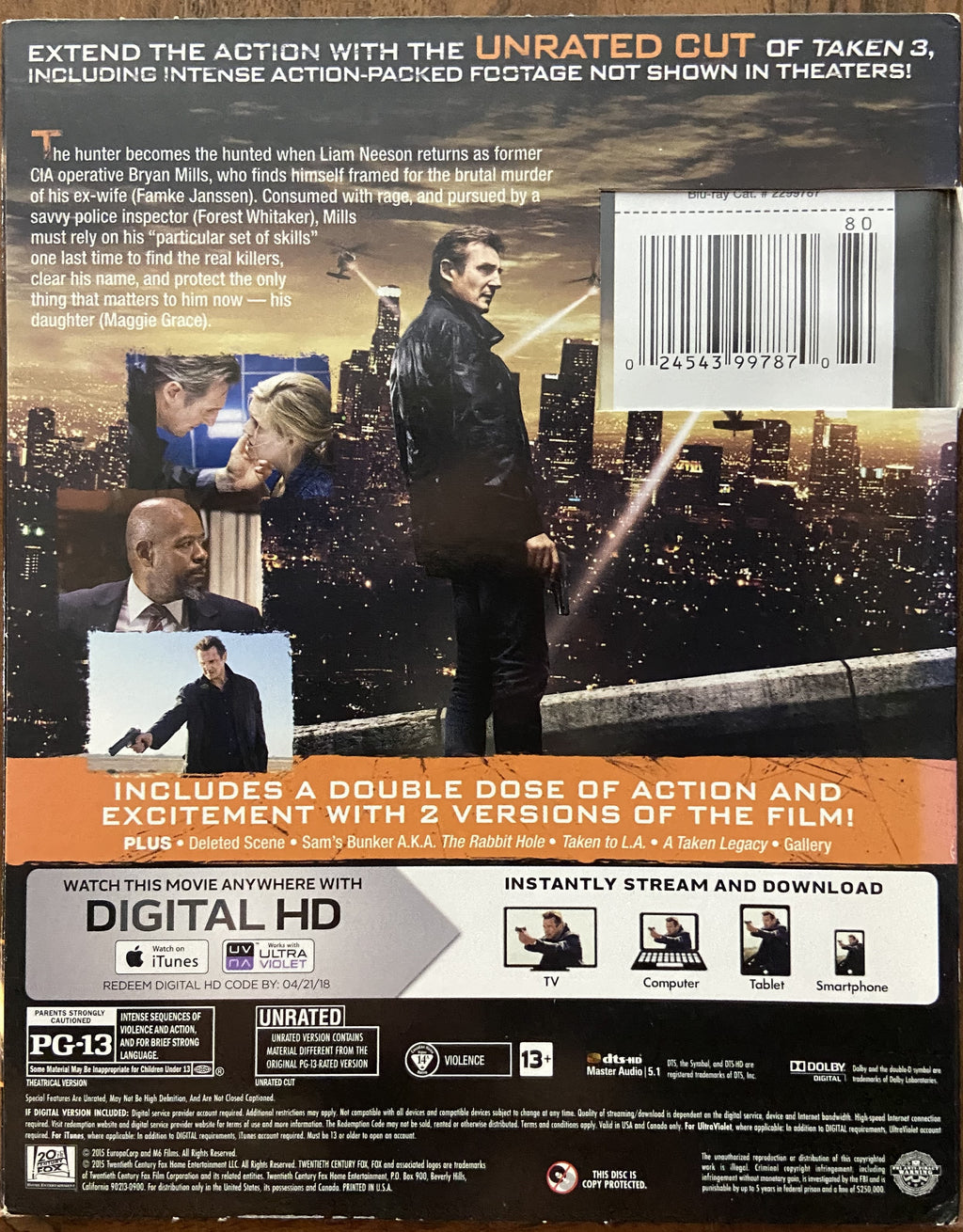 Taken 3 Unrated W/Slipcover